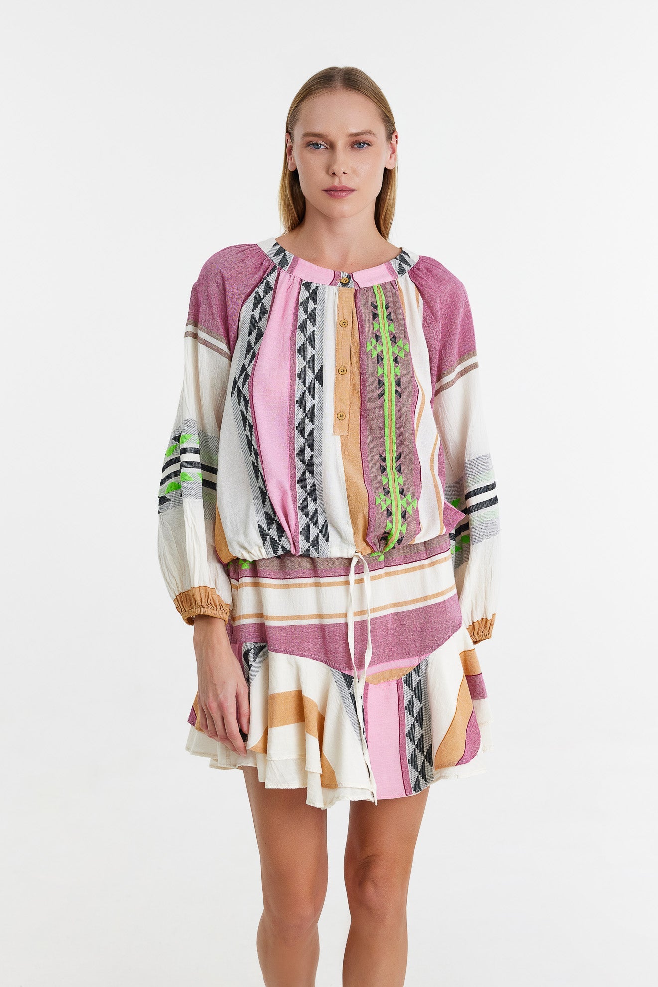 Devotion Kassiani  Blouse - M. Pink / Green - RUM Amsterdam