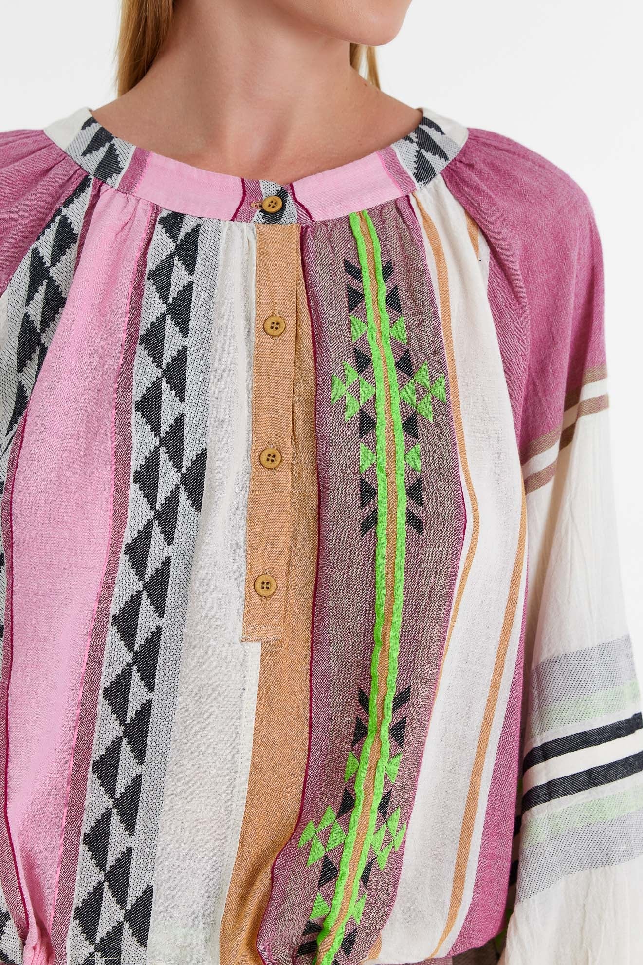 Devotion Kassiani  Blouse - M. Pink / Green - RUM Amsterdam