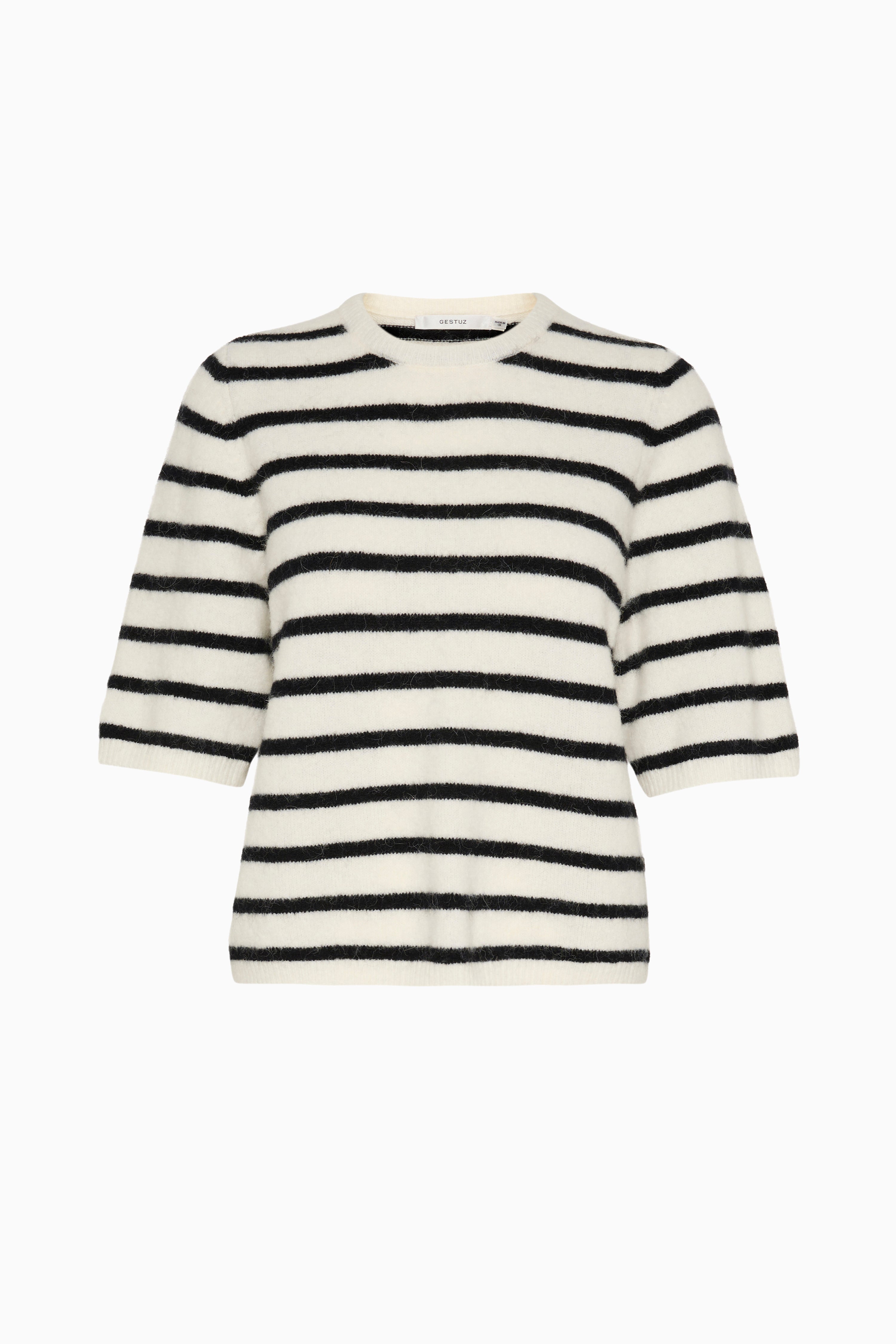Alpha SS Tee - Ivory Black Striped