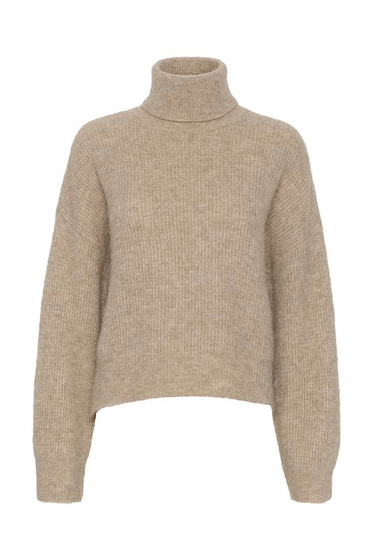 Gestuz Alpha Rollneck Pullover - Warm Sand Melange - RUM Amsterdam