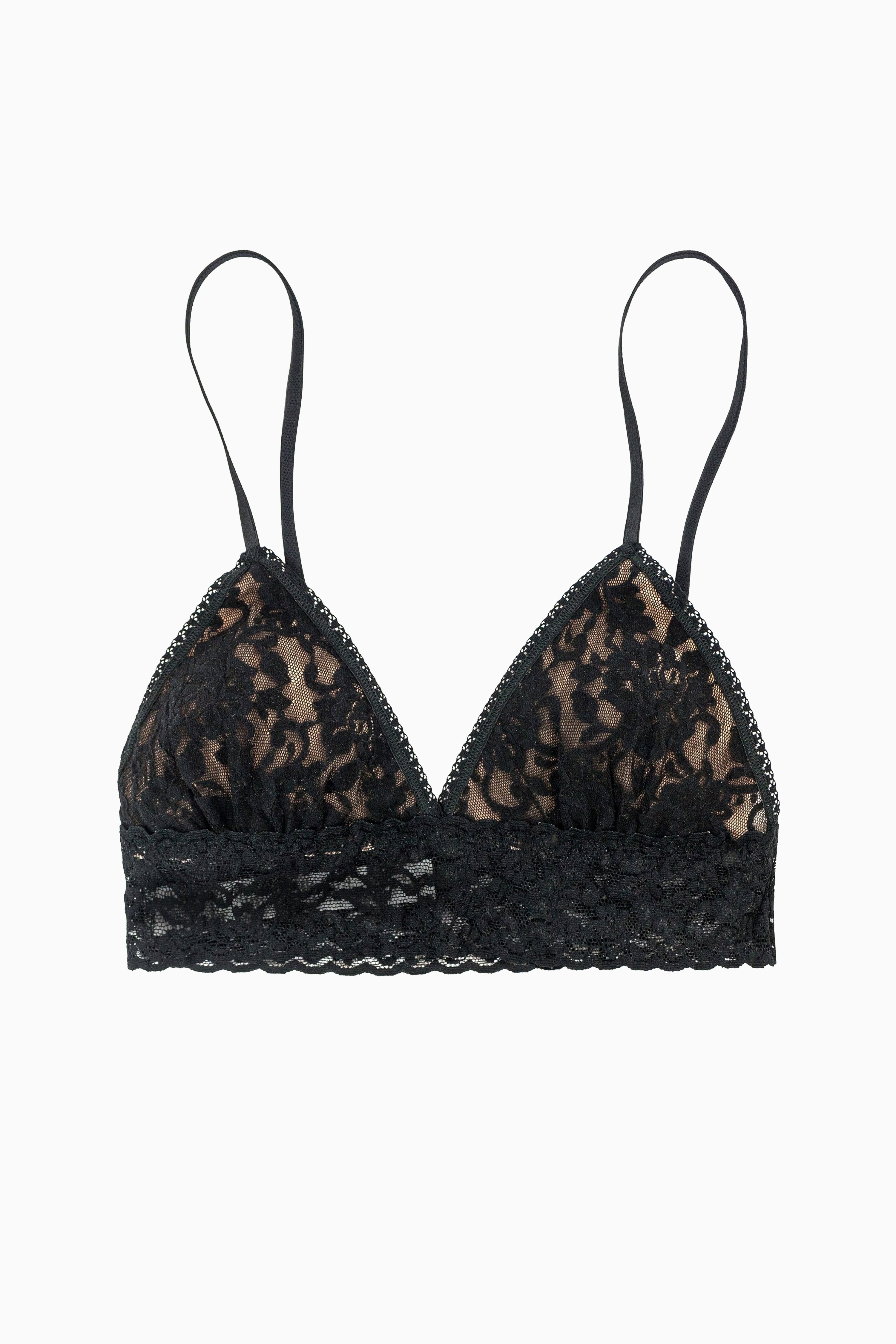 Signature Lace Padded Triangle Bralette - Black