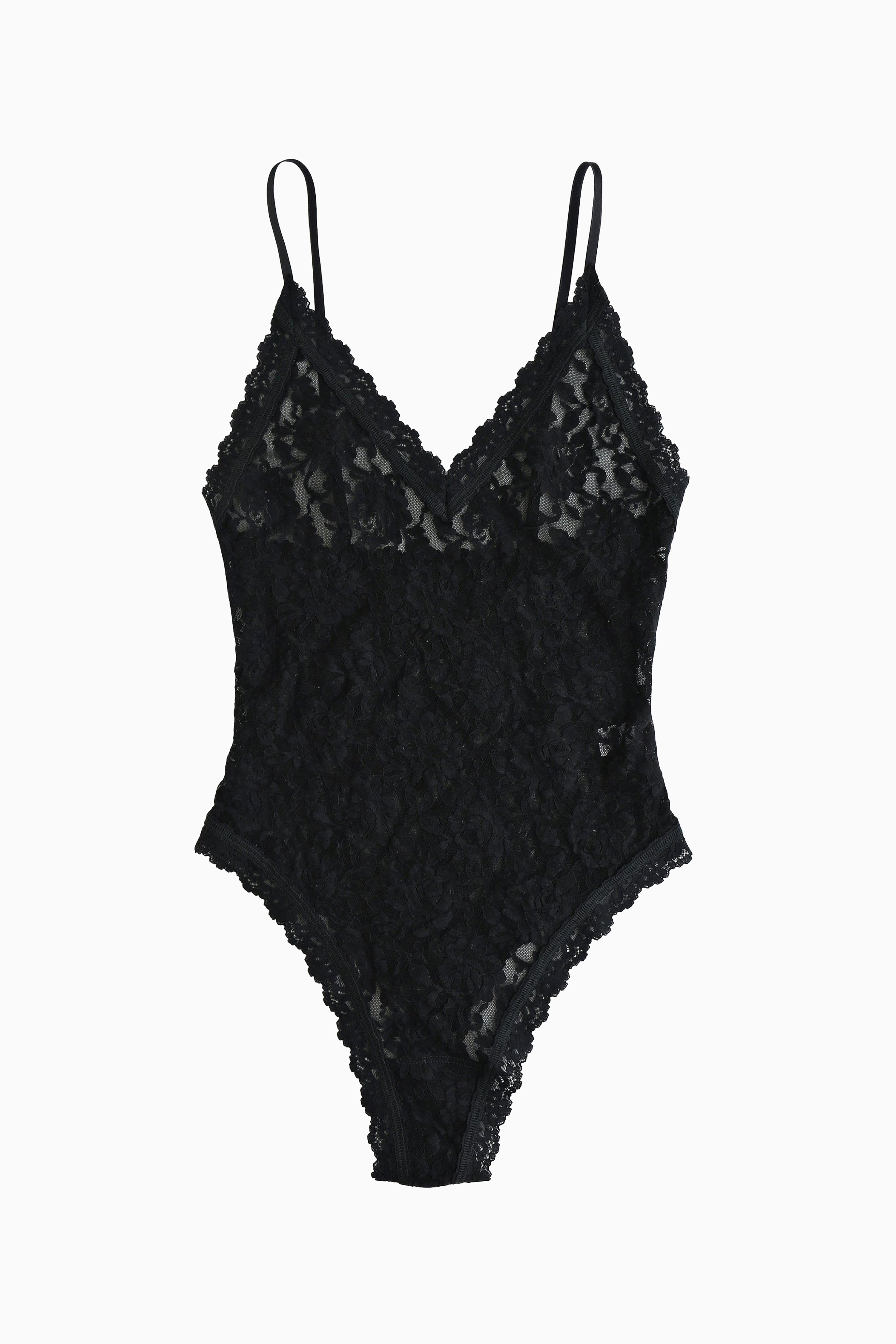 Signature Lace Thong Back Bodysuit - Black