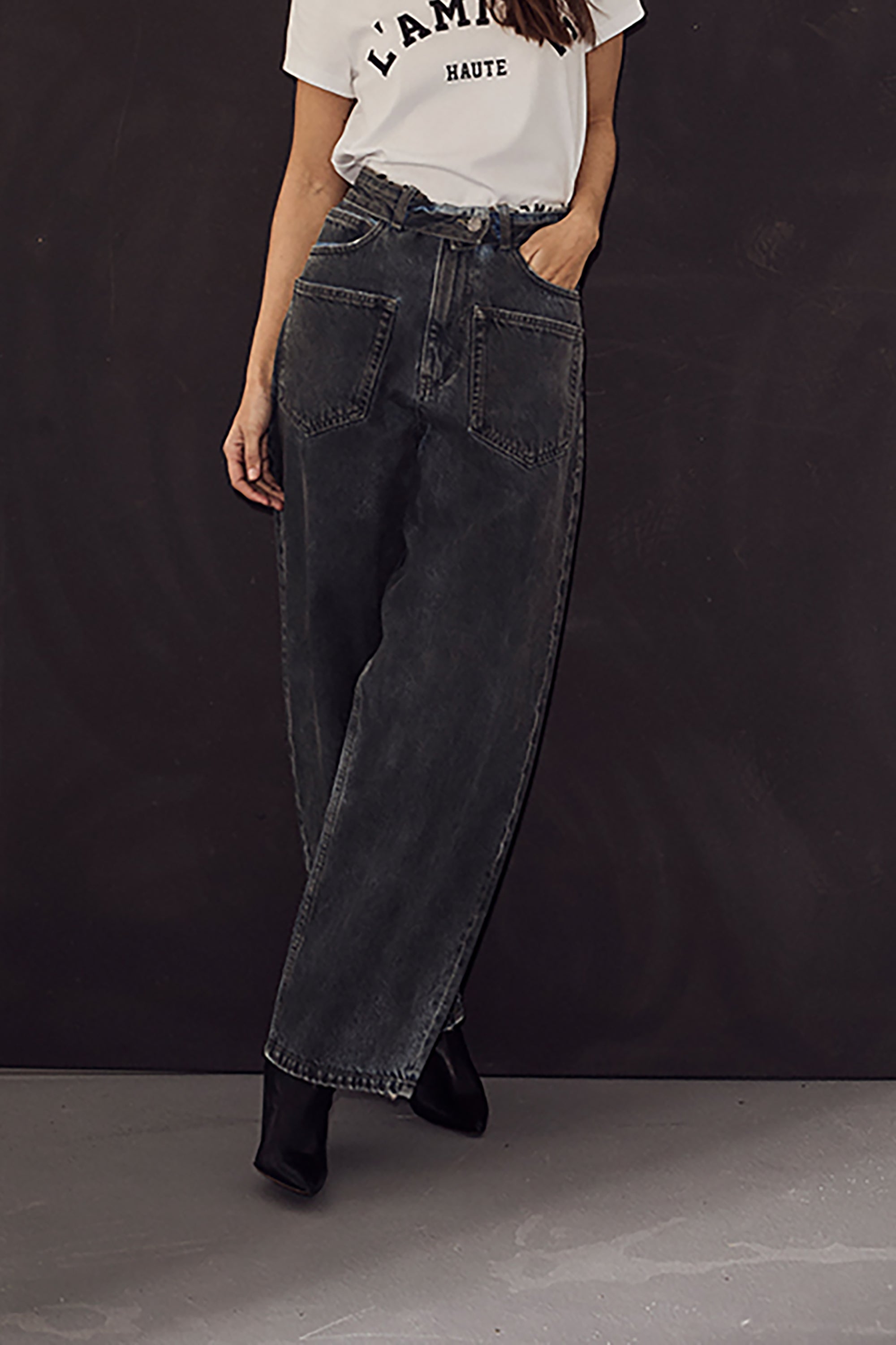 Flip Waist Pocket Tall Jeans Black - Black - RUM Amsterdam