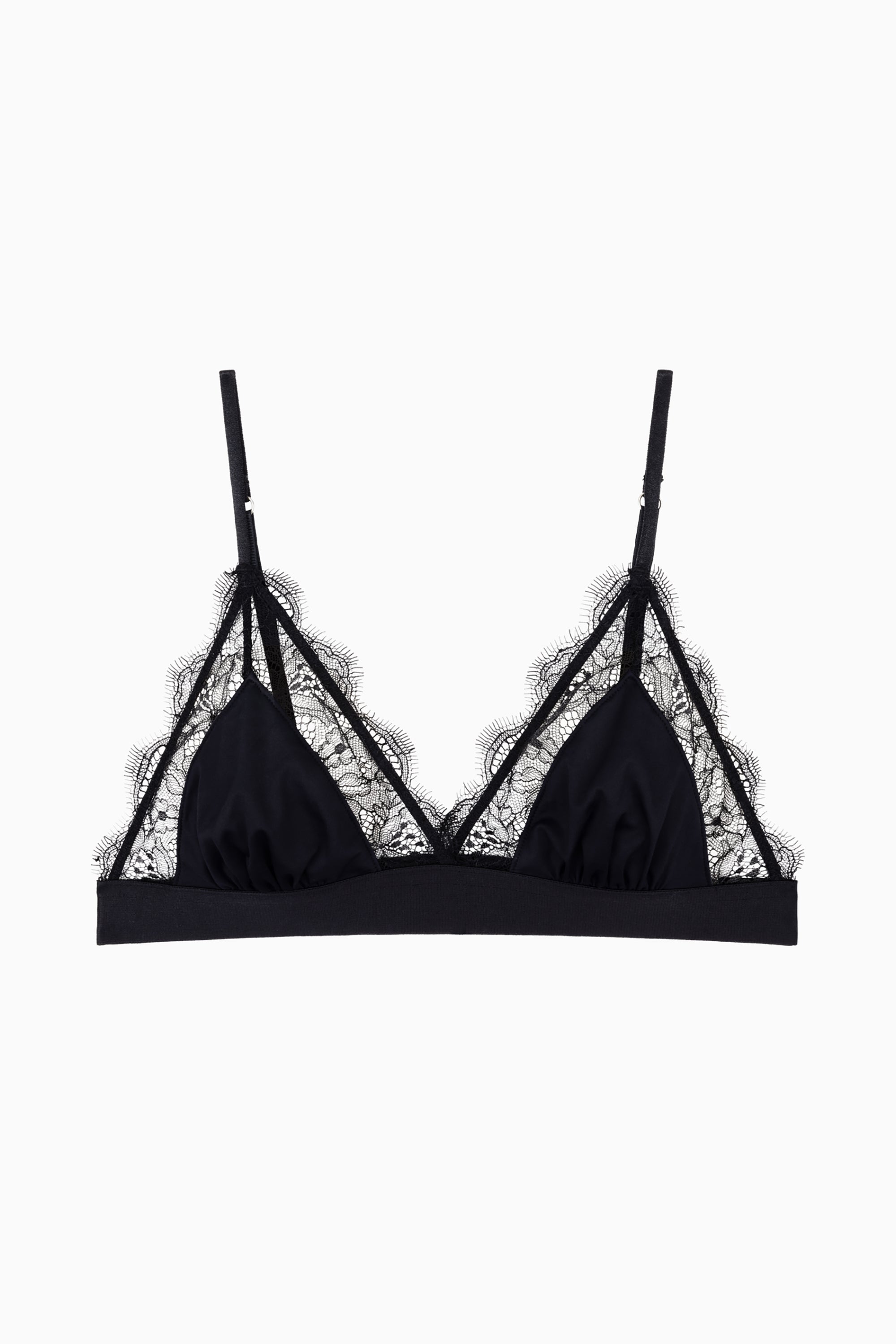 Love Lace Delicate Triangle Bralette - Black