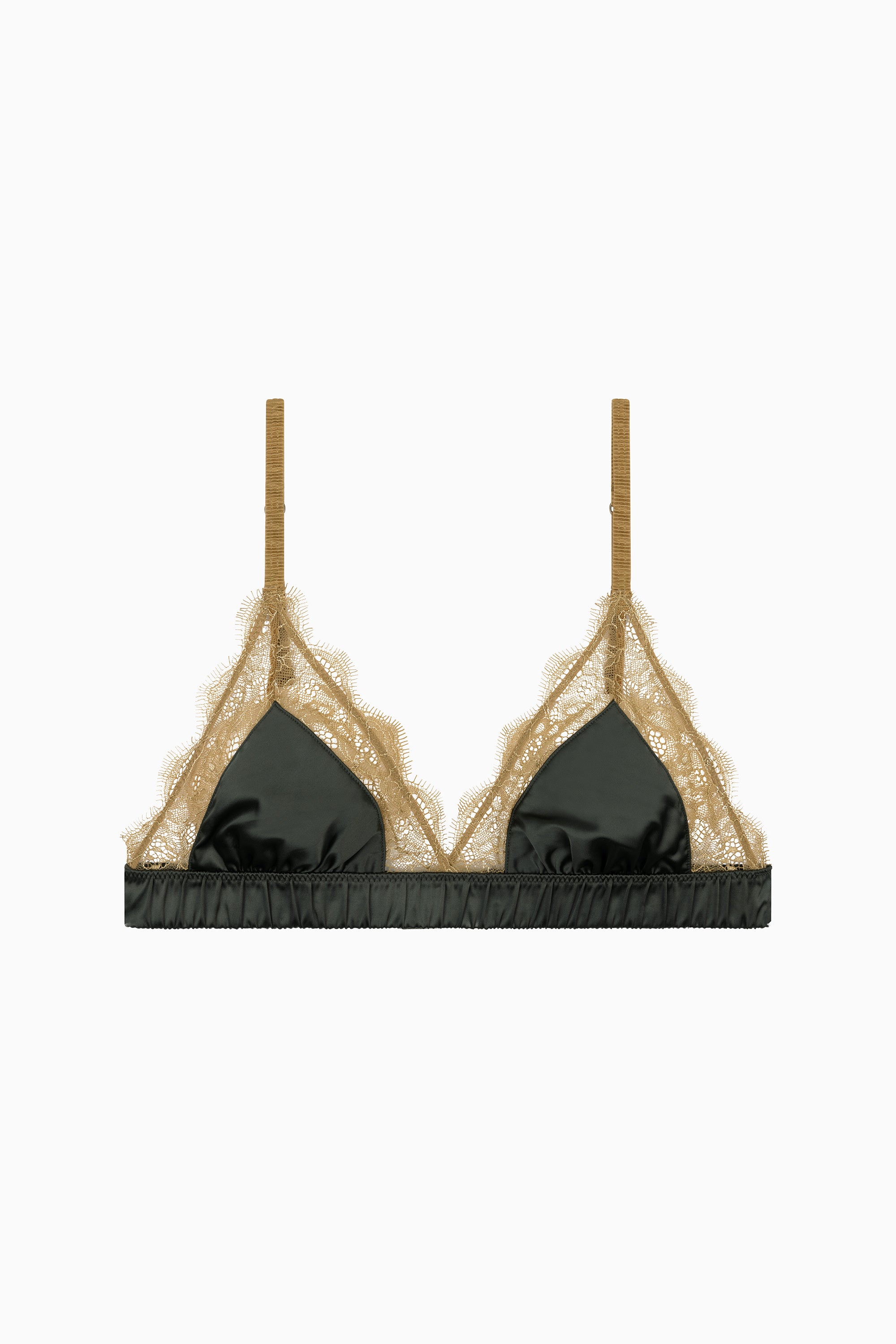 Love Lace Delicate Triangle Bralette - Dark Green