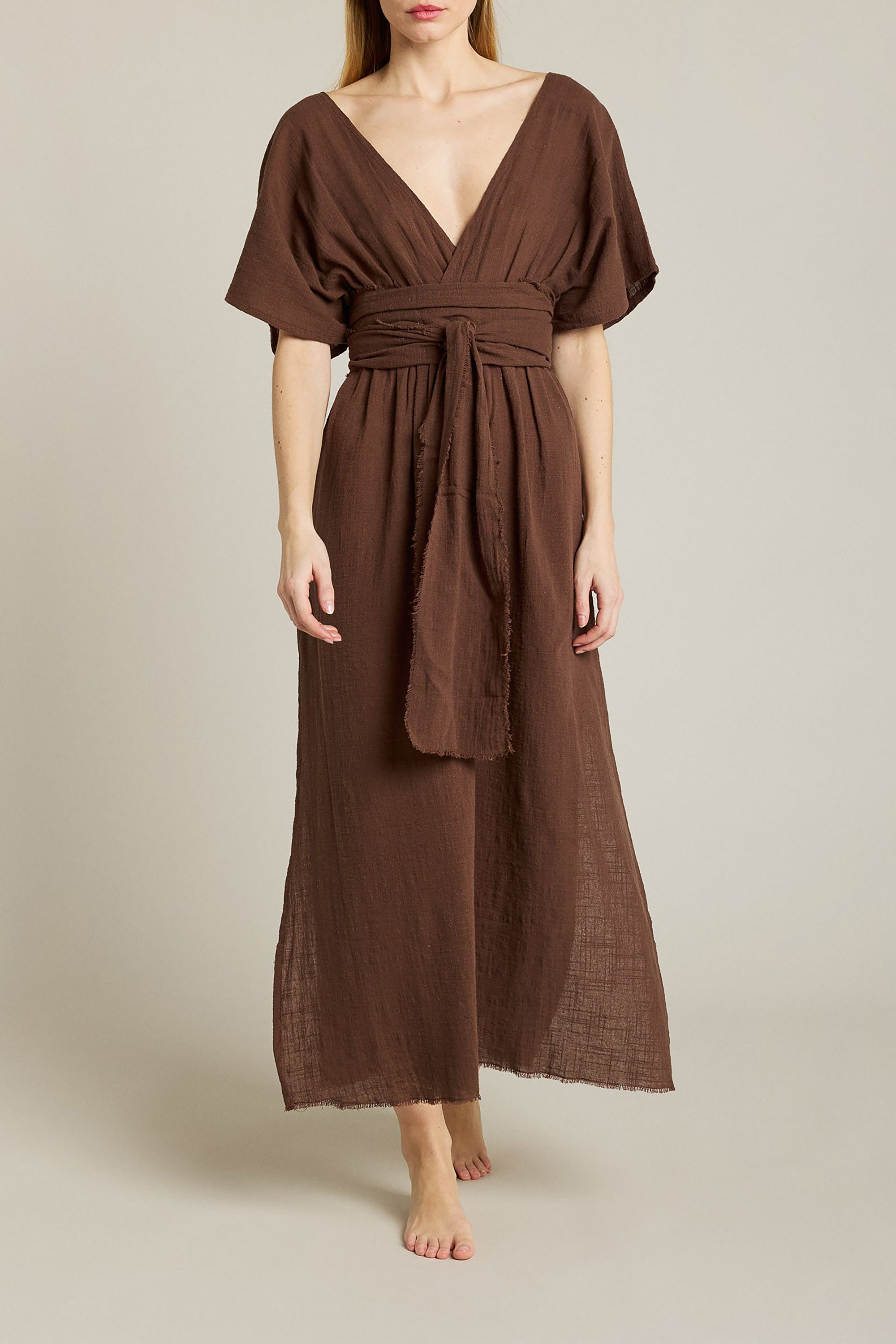 Empire Long Resort Dress - Chocolate