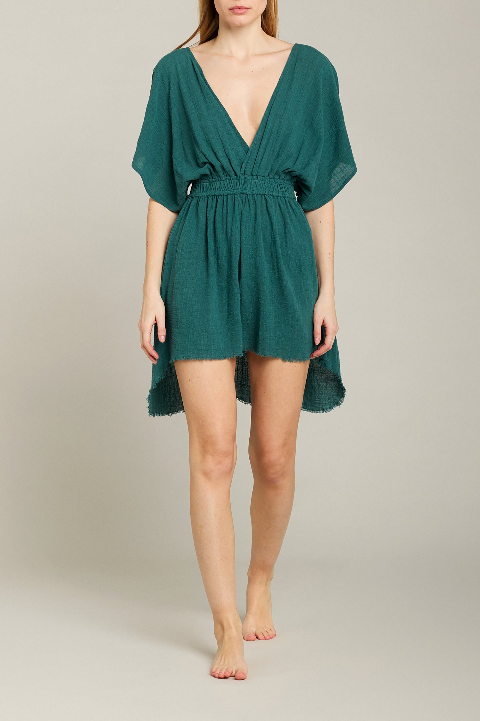 Empire Short Resort Dress - Emerald