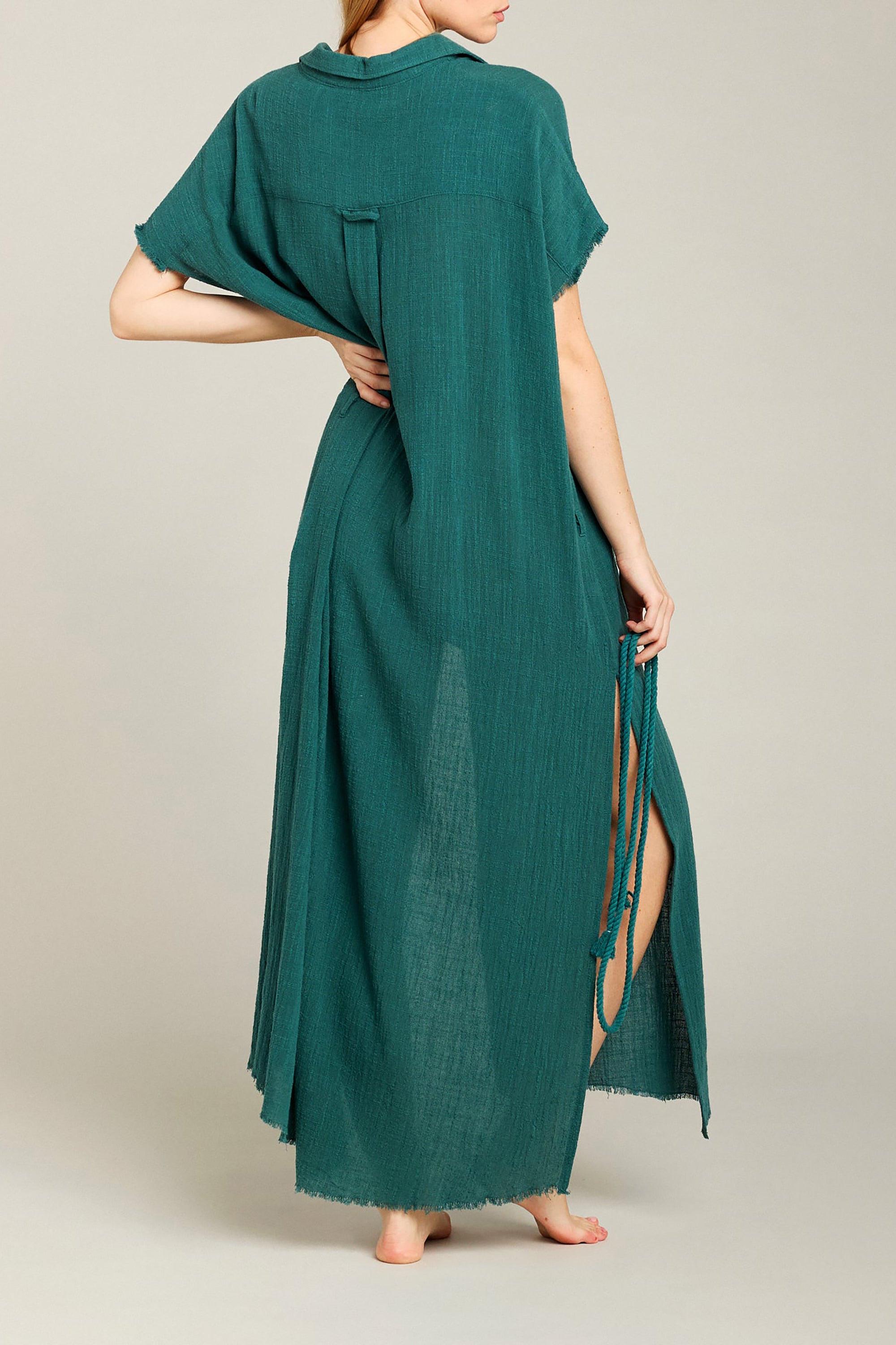 Mykonos Long Shirt Dress - Emerald