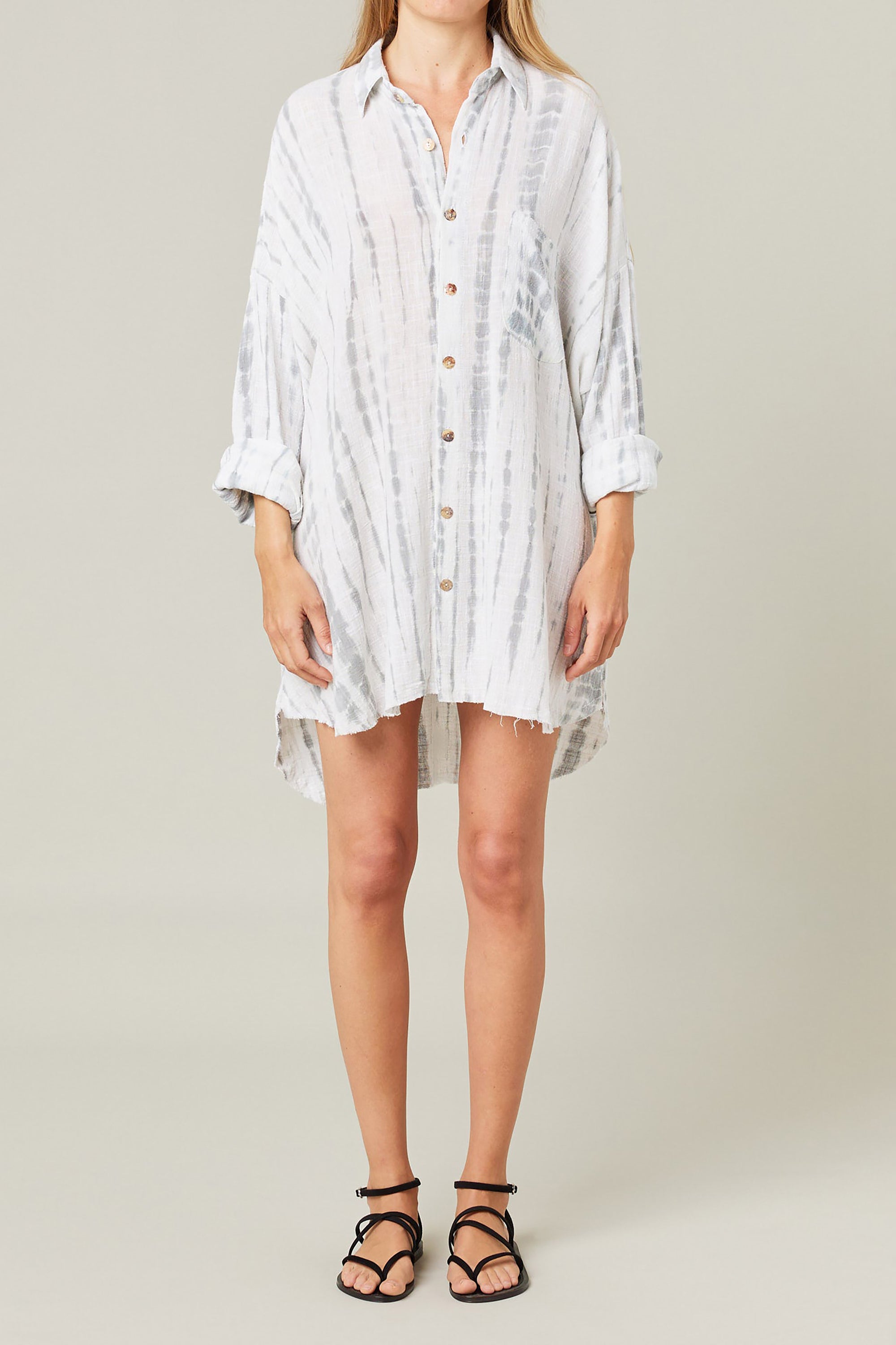  Mykonos Oversized Shirt Tie Dye Biarritz - Blue Grey - RUM Amsterdam