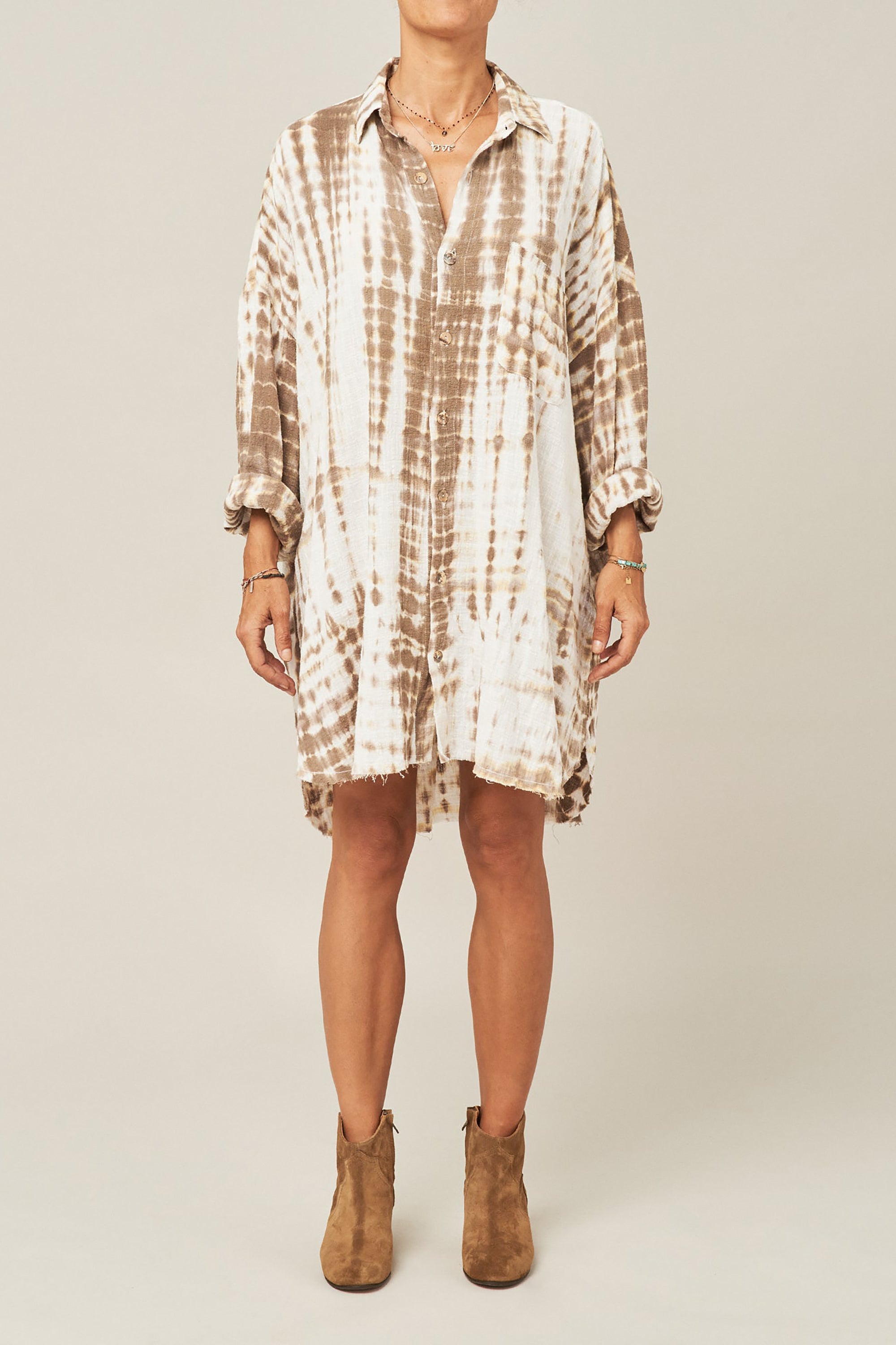 Mykonos Oversized Shirt Tie Dye Biarritz - Sesame