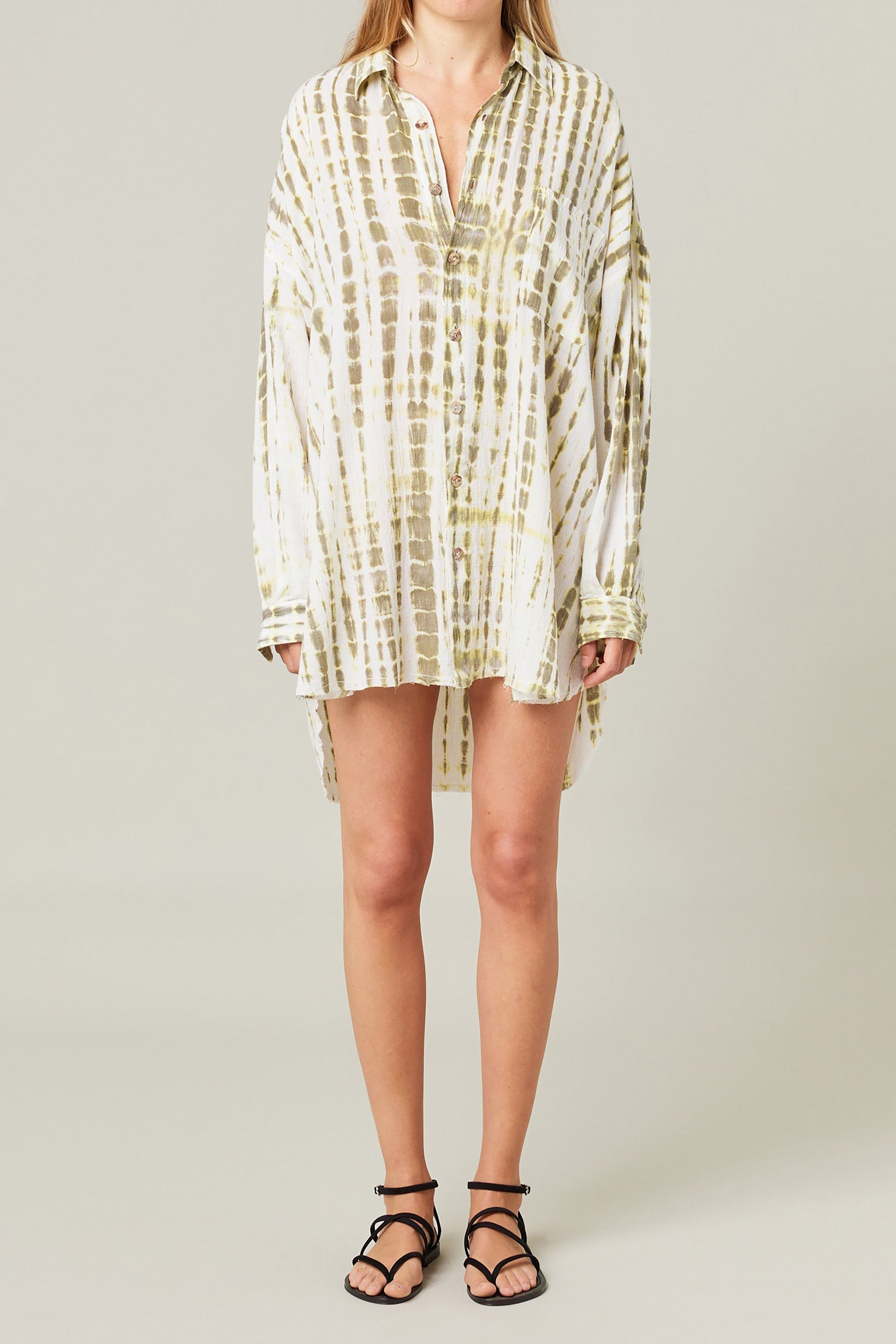 Mykonos Oversized Shirt Tie Dye Bingin - Khaki