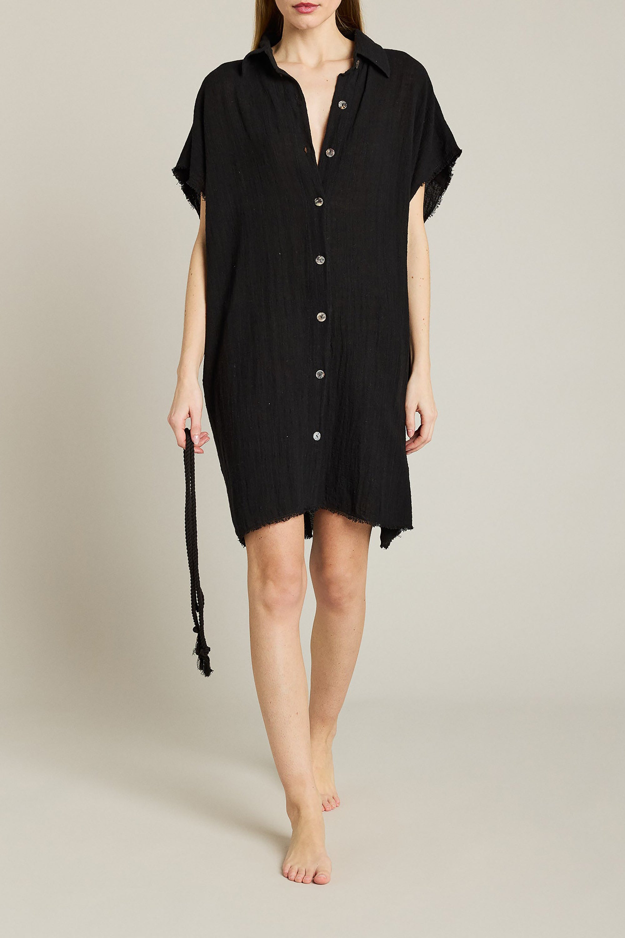 Mykonos Short Dress Short Sleeves - Black