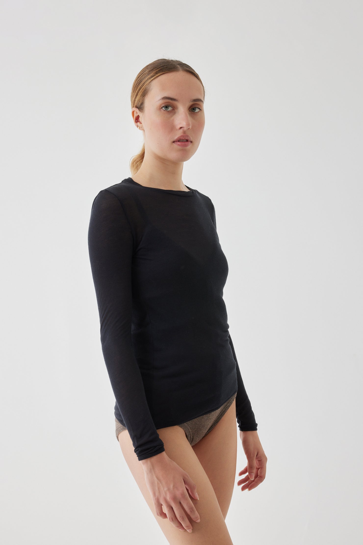 Majestic Filatures Round Neck Long Sleeves Top - Black - RUM Amsterdam