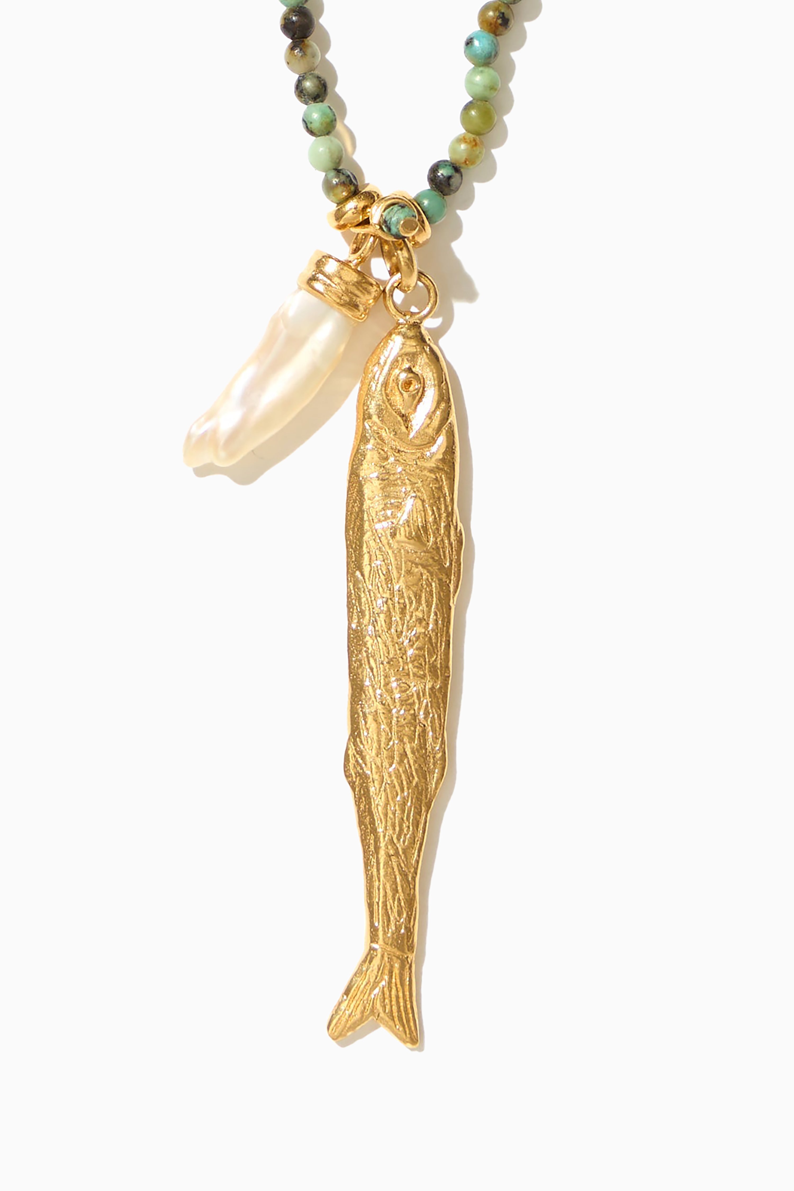 Polly Necklace - Agate Green with Gold