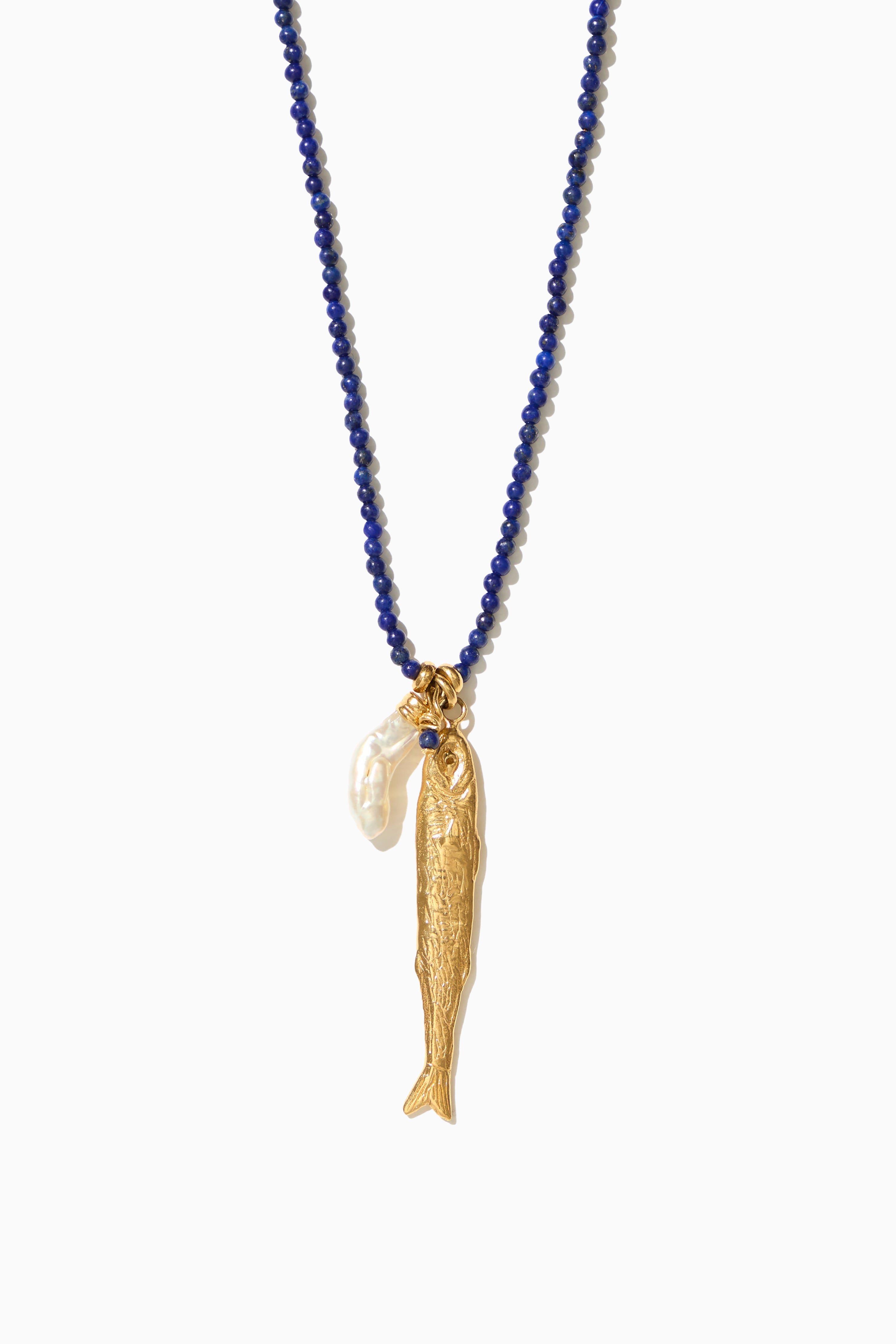 Polly Necklace - Lapis Blue with Gold