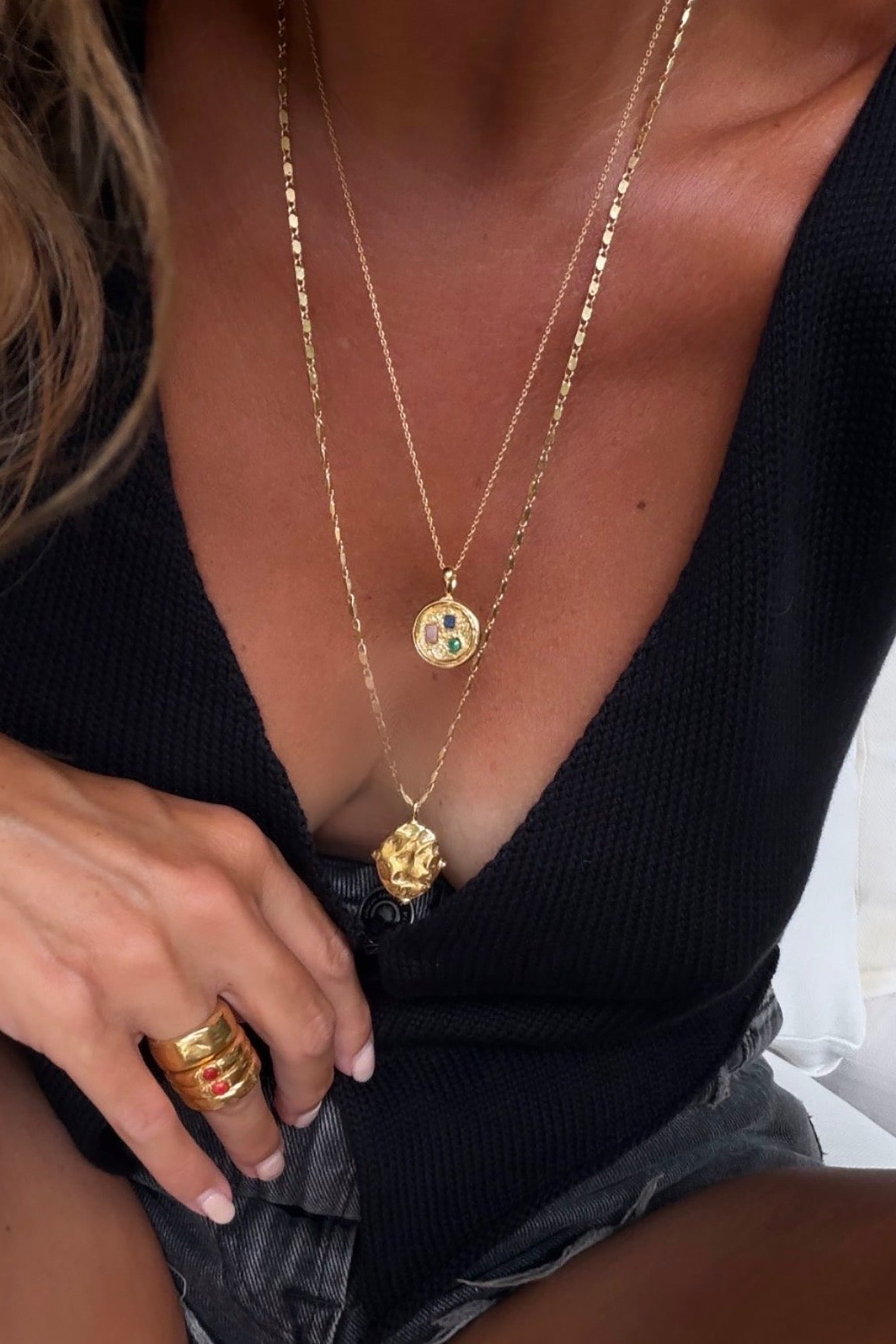 Teddy Necklace - Gold with Gemstones