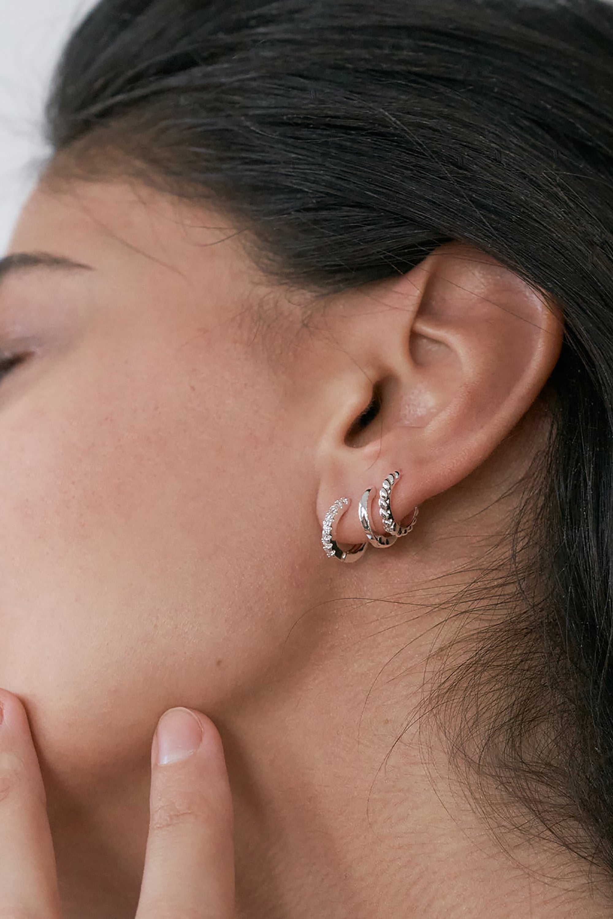 3-Pack Mini Huggie Hoops - Silver