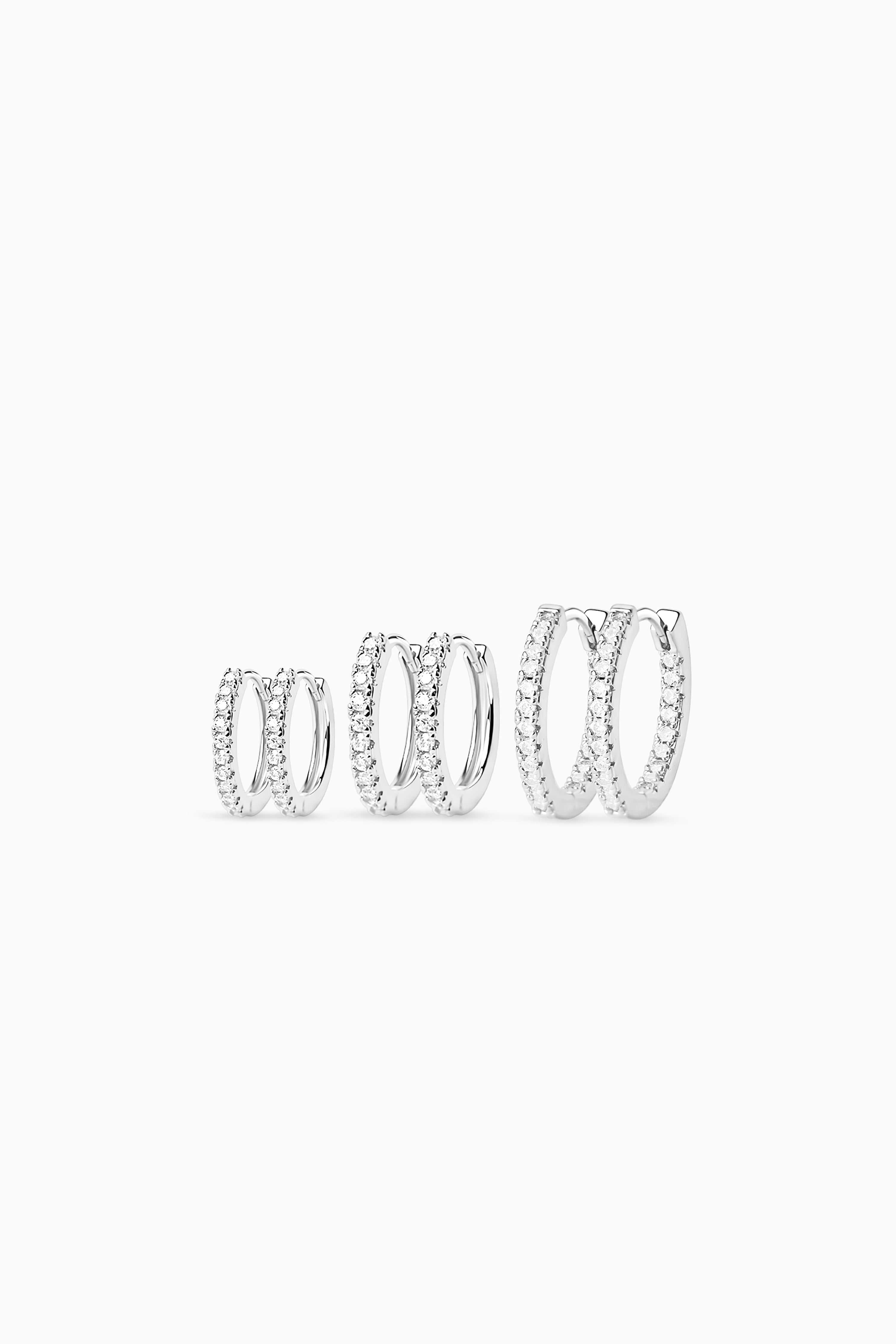 3-Pack Zirconia Hoops - Silver