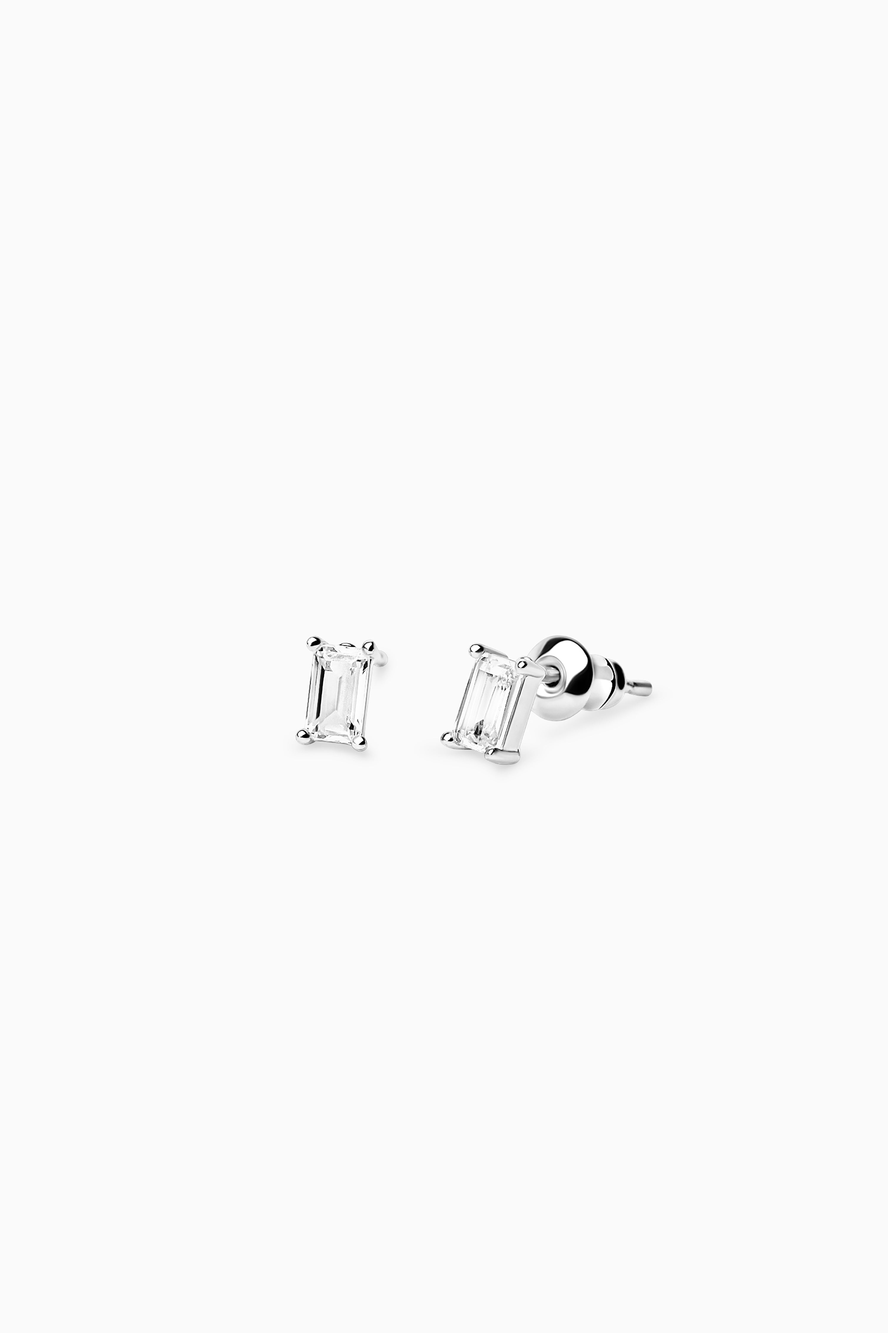 Baguette Studs - Silver