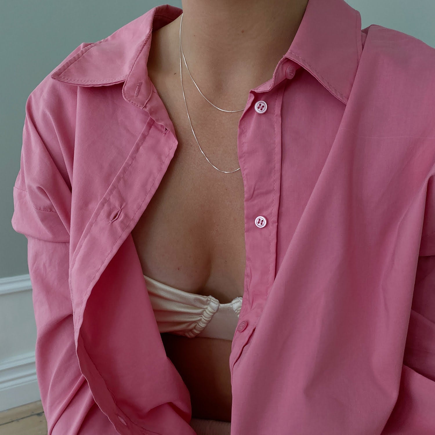 Minimalistic Box Chain Necklace - Silver