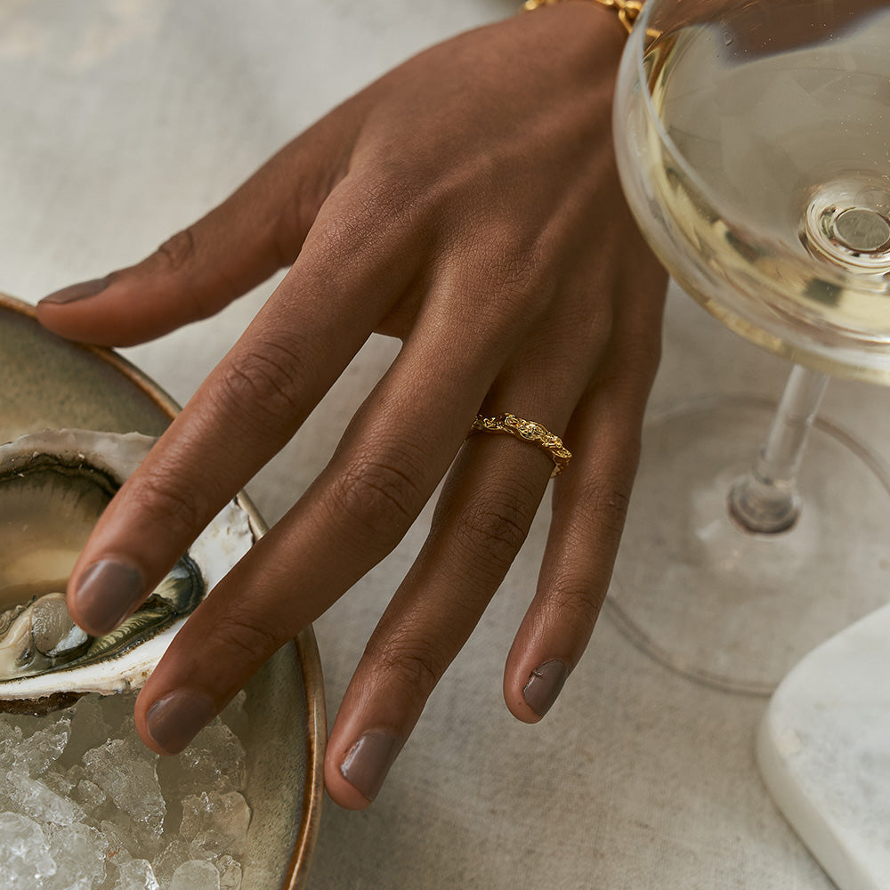 Structured Thin Ring - Gold