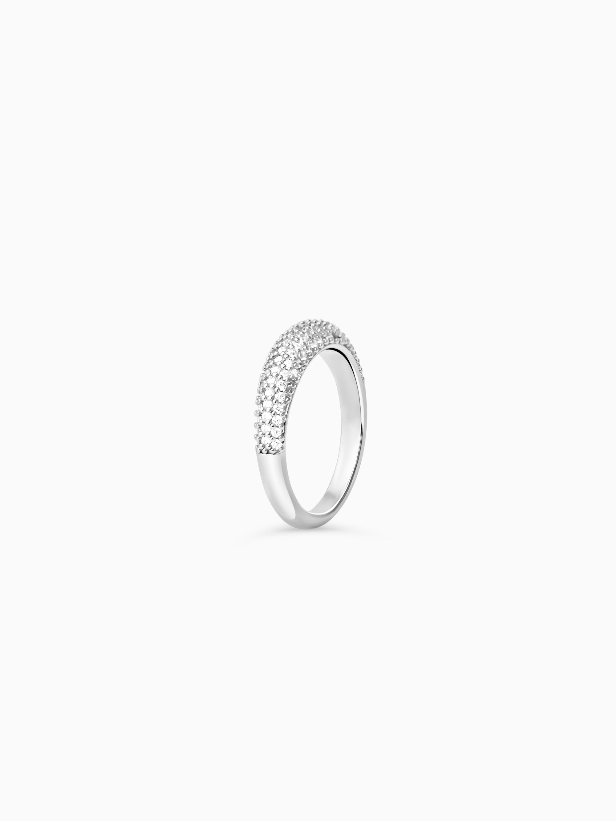 Thin Pavé Dome Ring - Silver