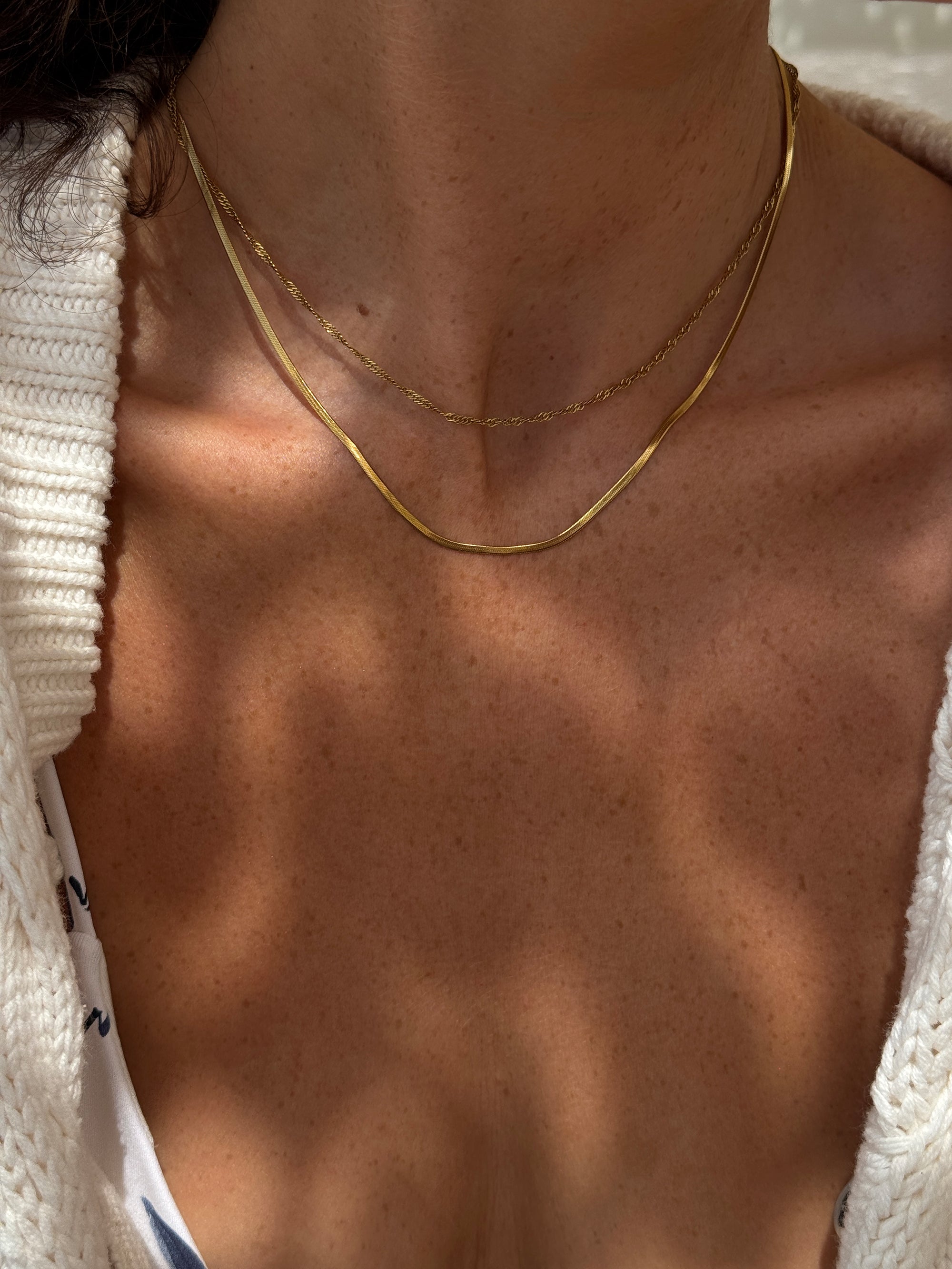 Thin Snake Chain Necklace - Gold