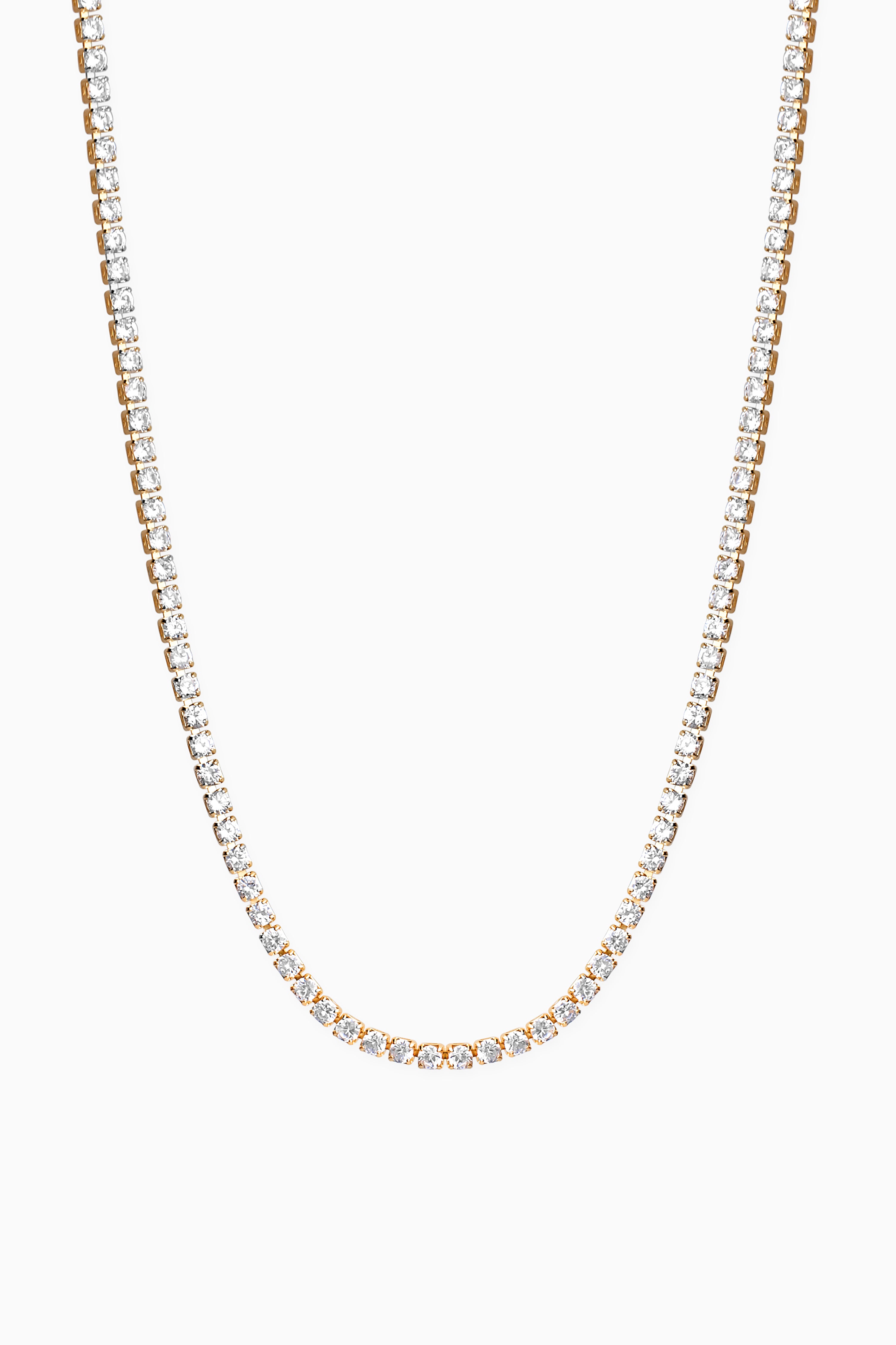 Thin Tennis Necklace - Gold