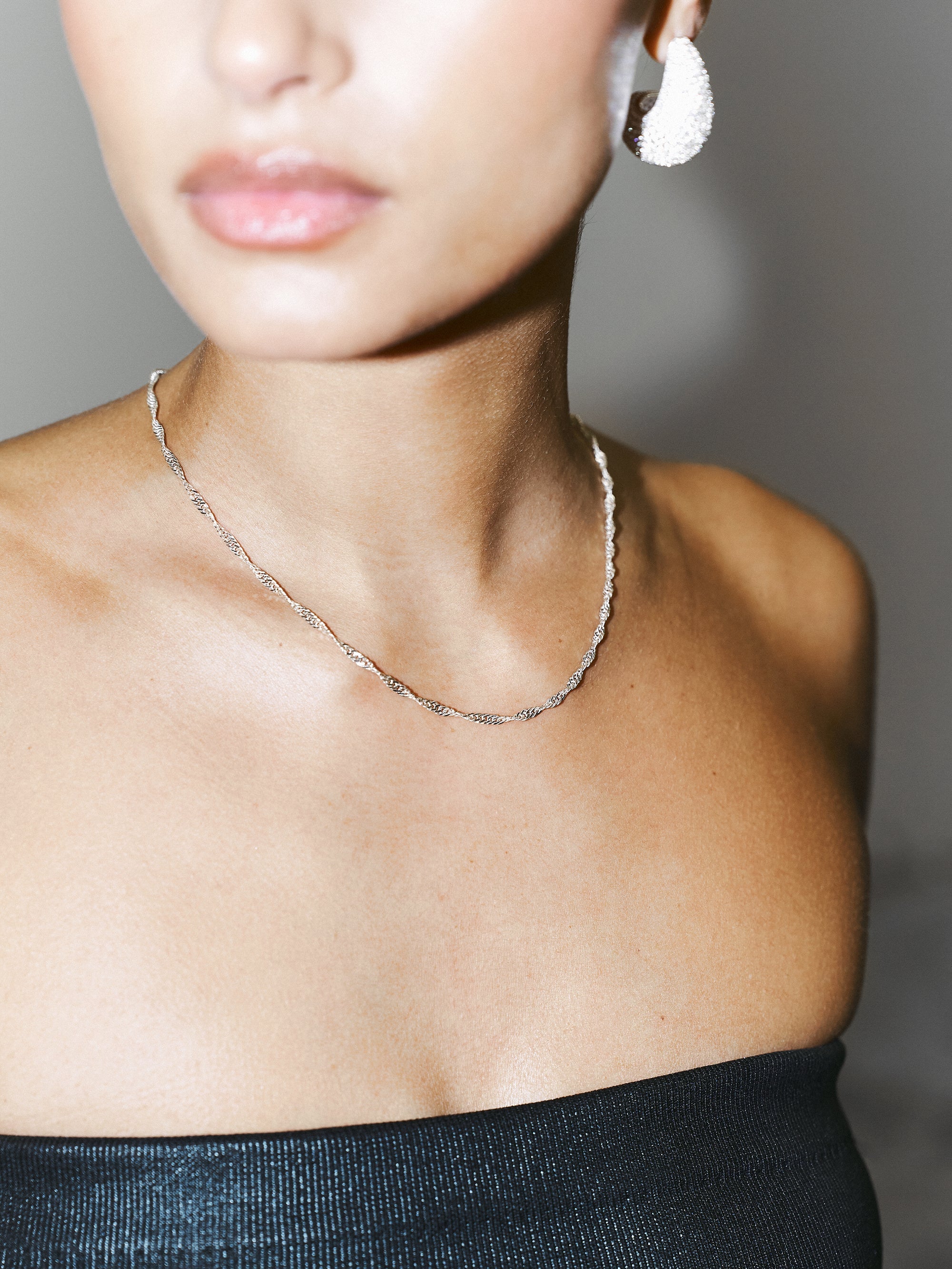 Twisted Rope Necklace - Silver