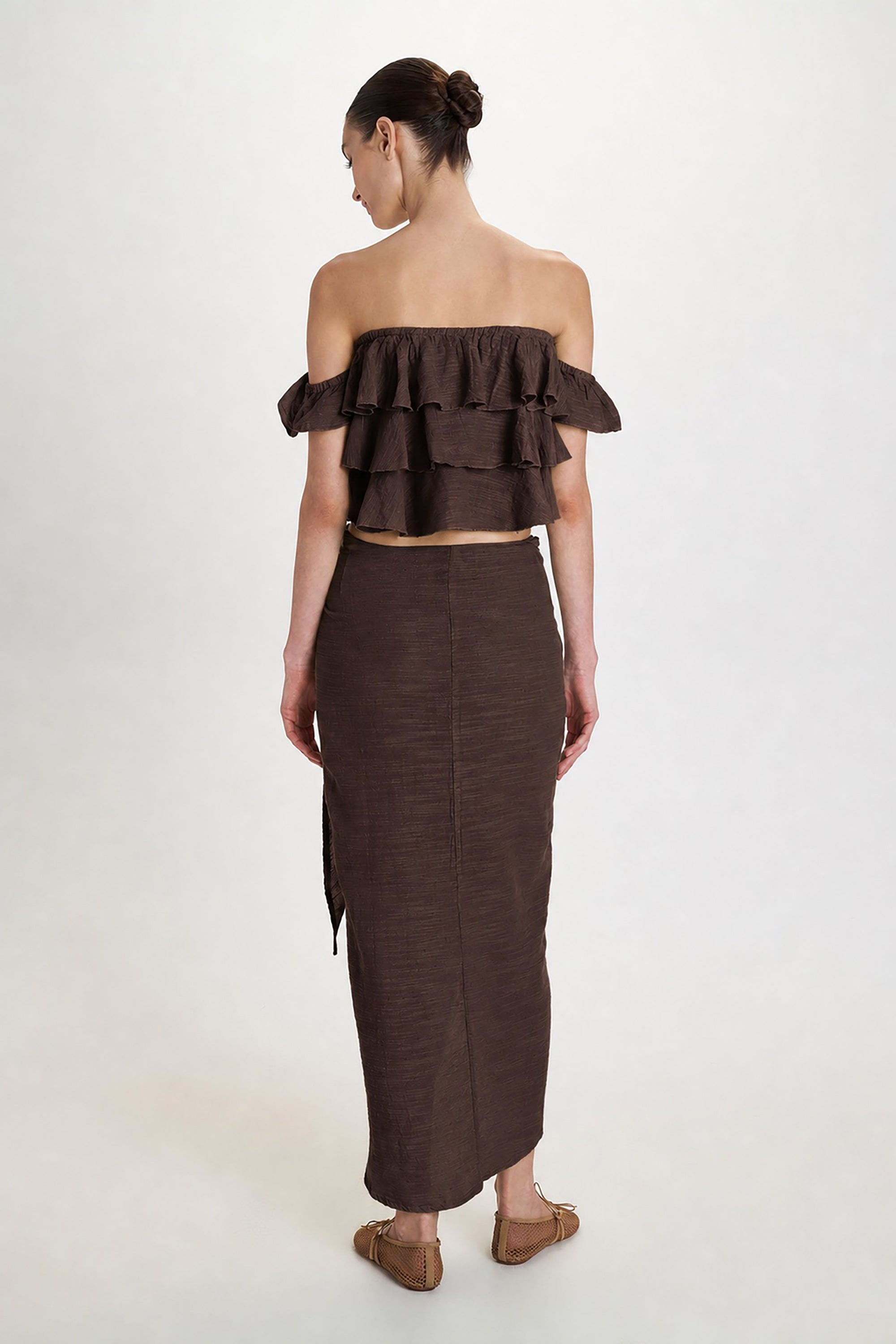 Gauze Pareo Skirt - Brown