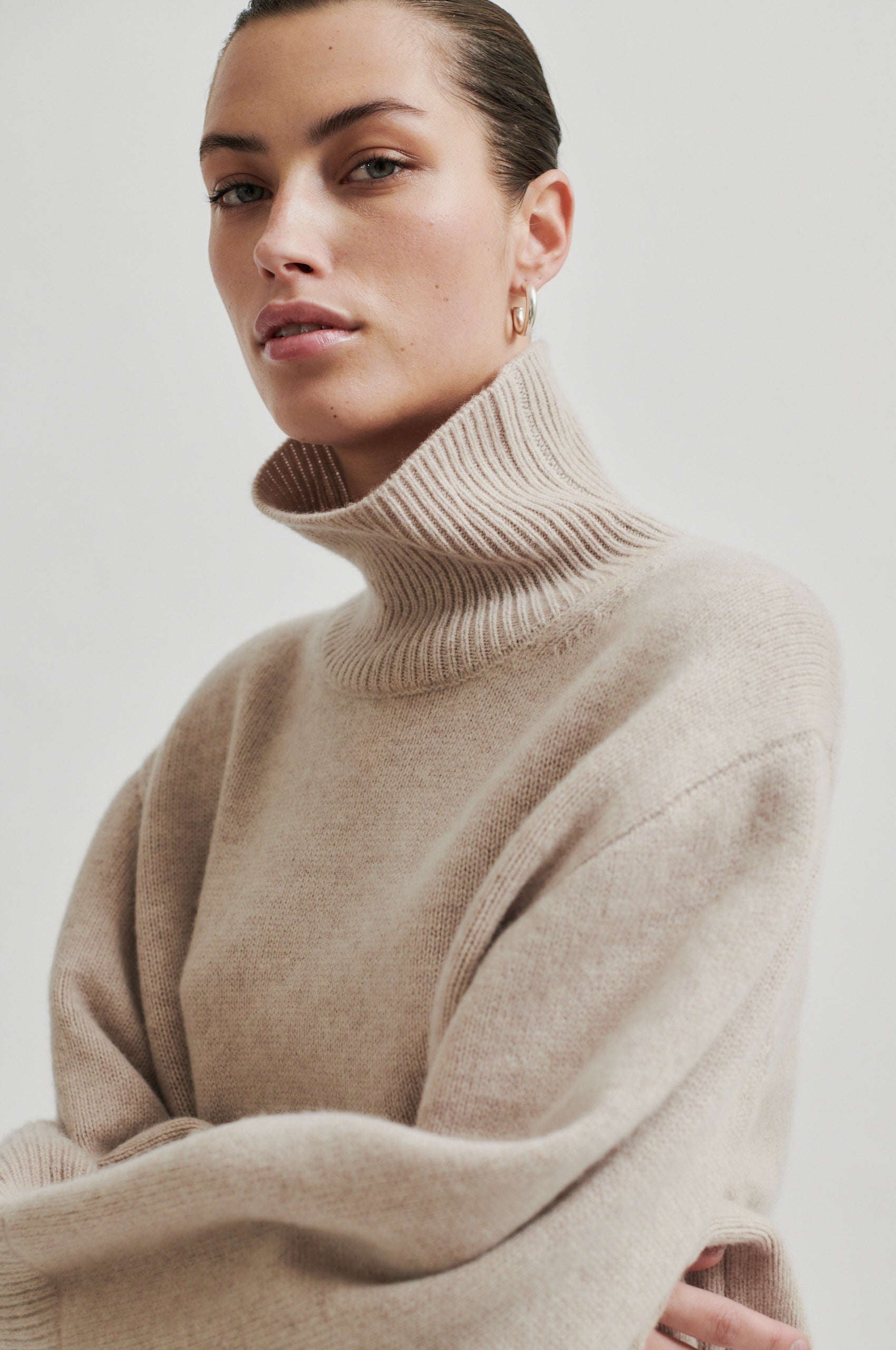  Alpha Knit T-Neck Jumper - Pumice Stone - RUM Amsterdam