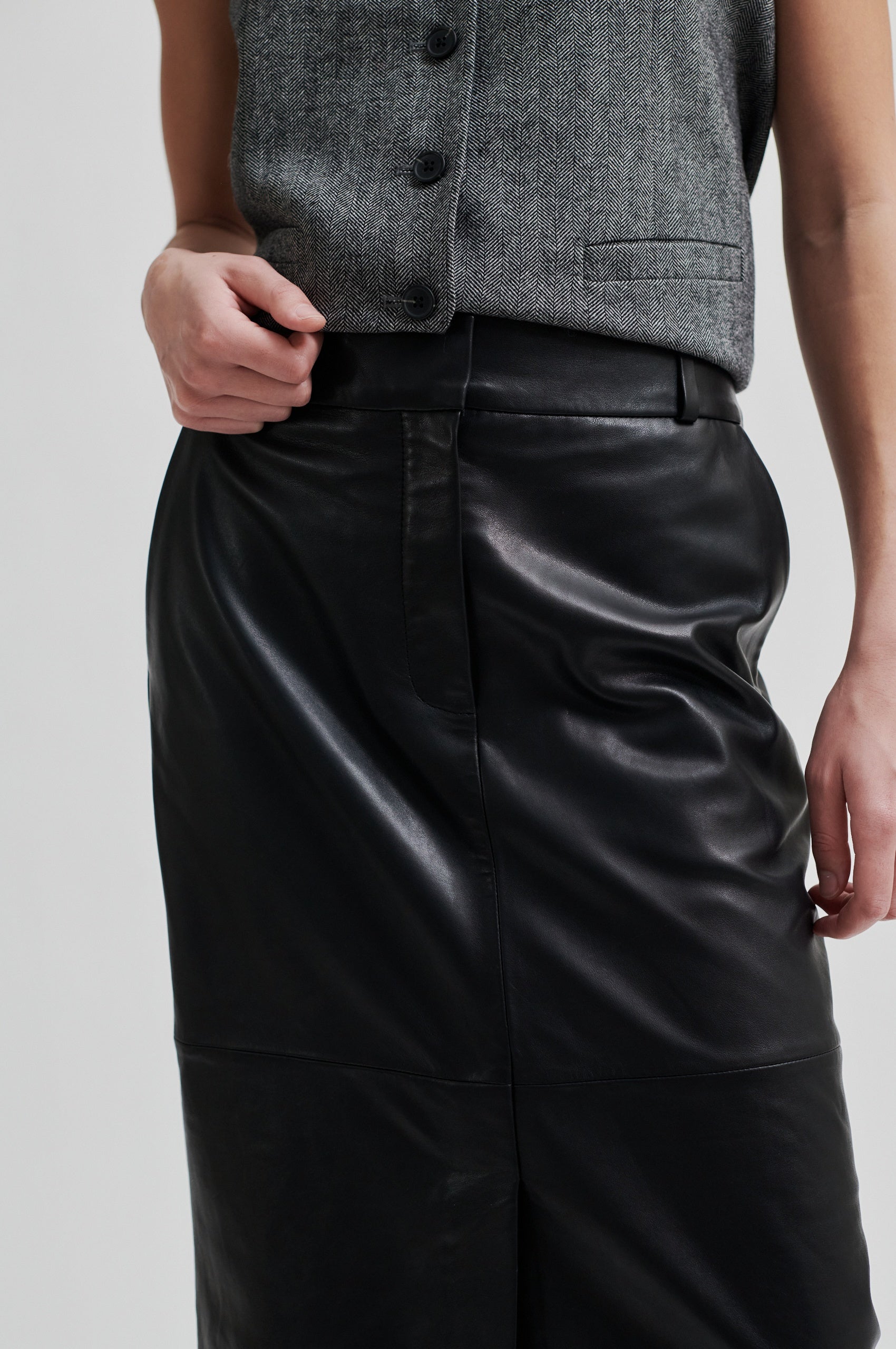  Letho Leather Maxi Skirt - Black - RUM Amsterdam