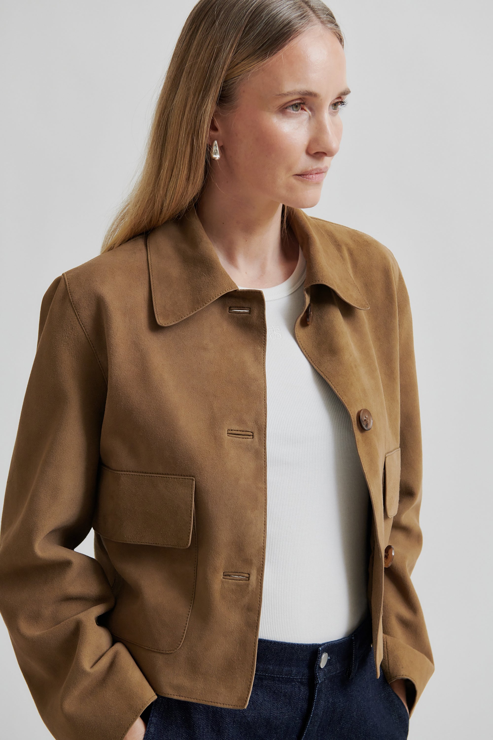 Noomi Suede Jacket - Silver Mink