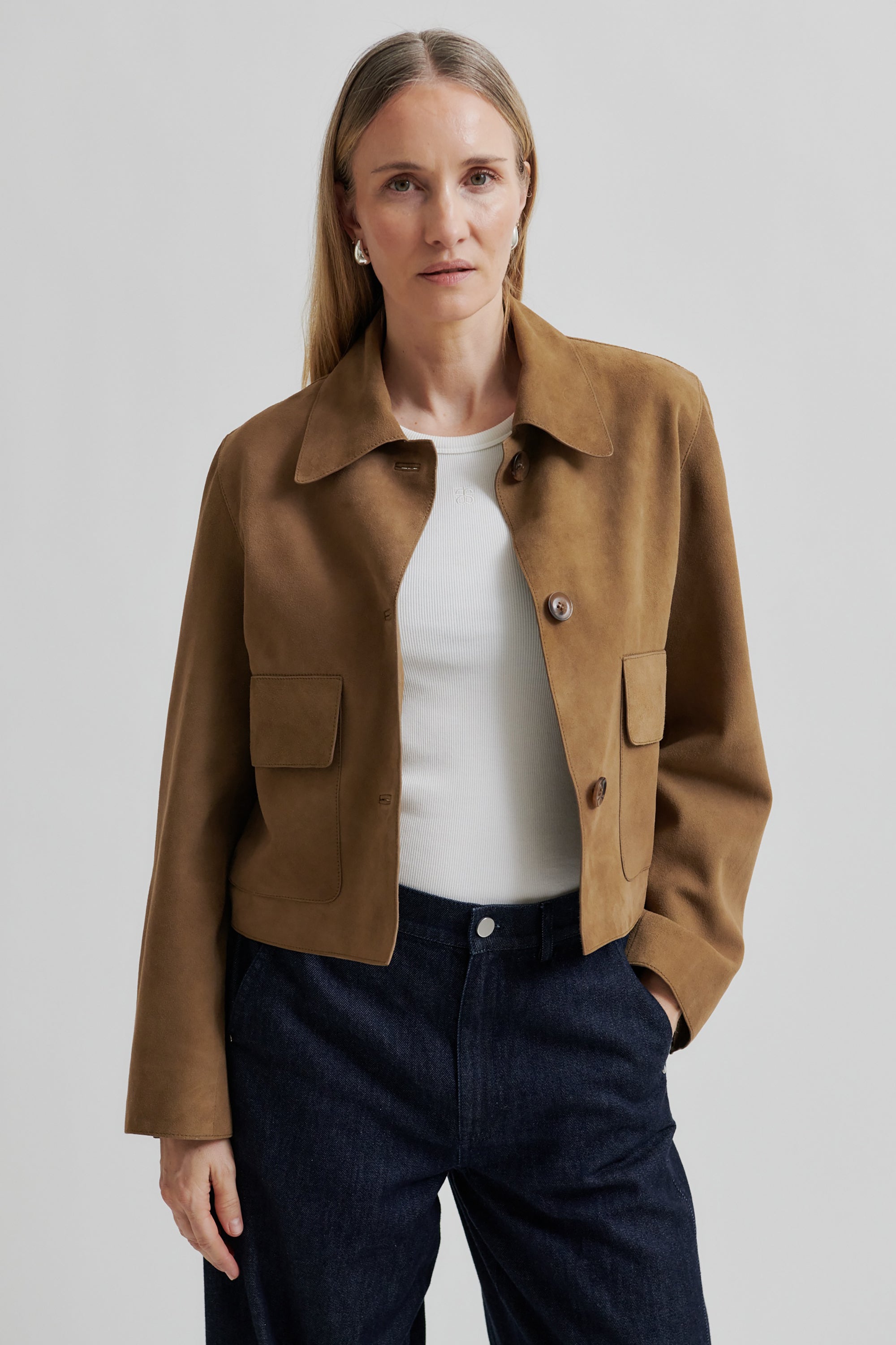Noomi Suede Jacket - Silver Mink