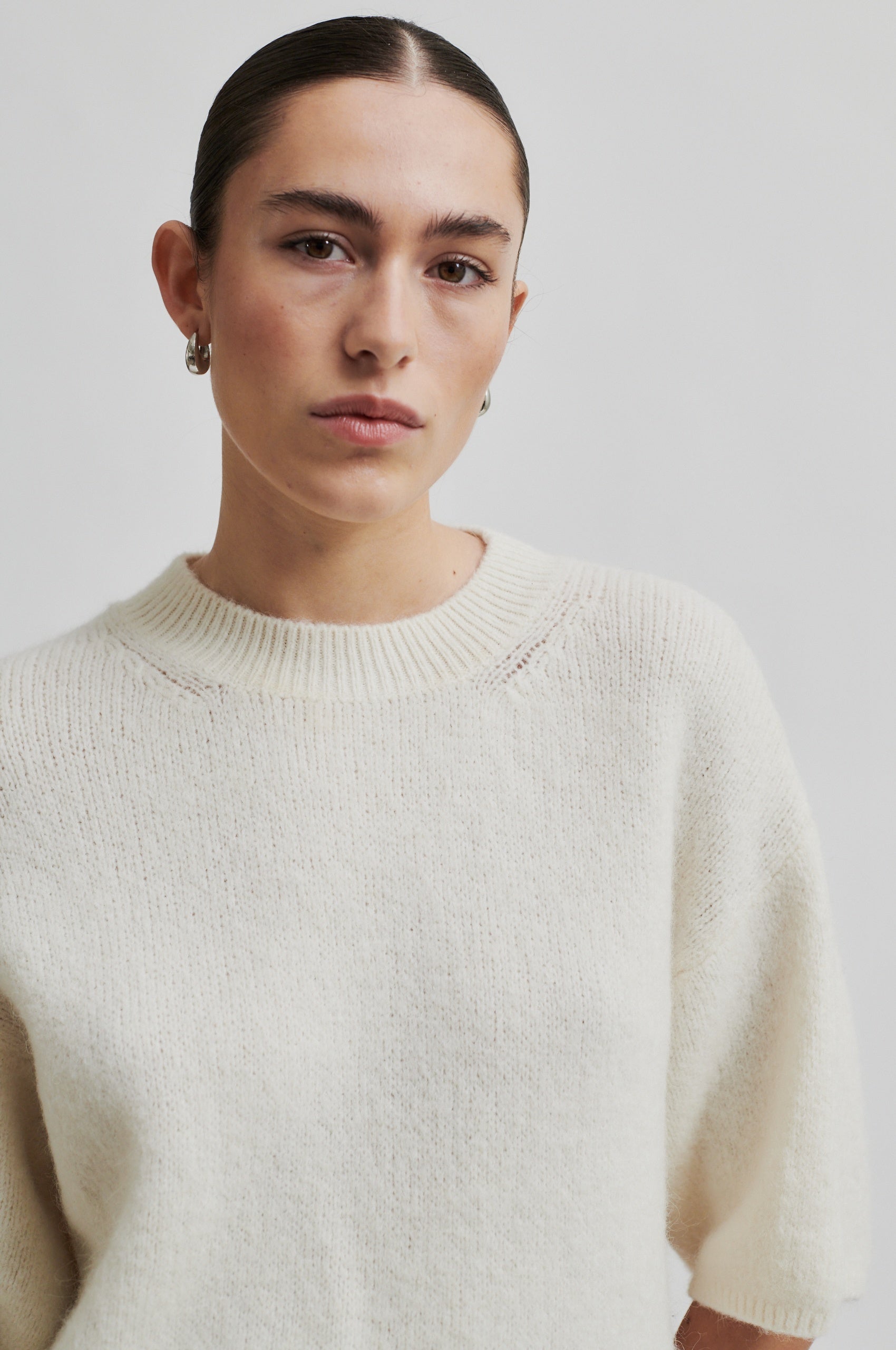 Second Female Wanda Knit O-Neck Top - Dark Chalk - RUM Amsterdam