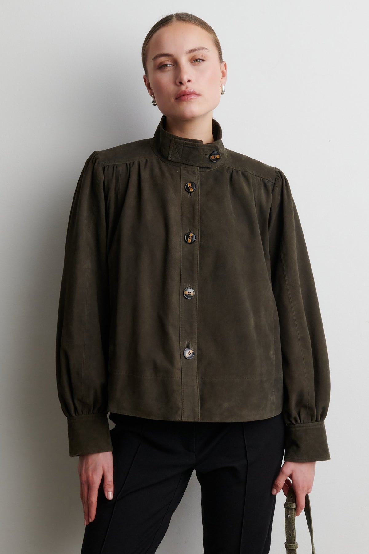 Zonie Suede Jacket - Black Olive