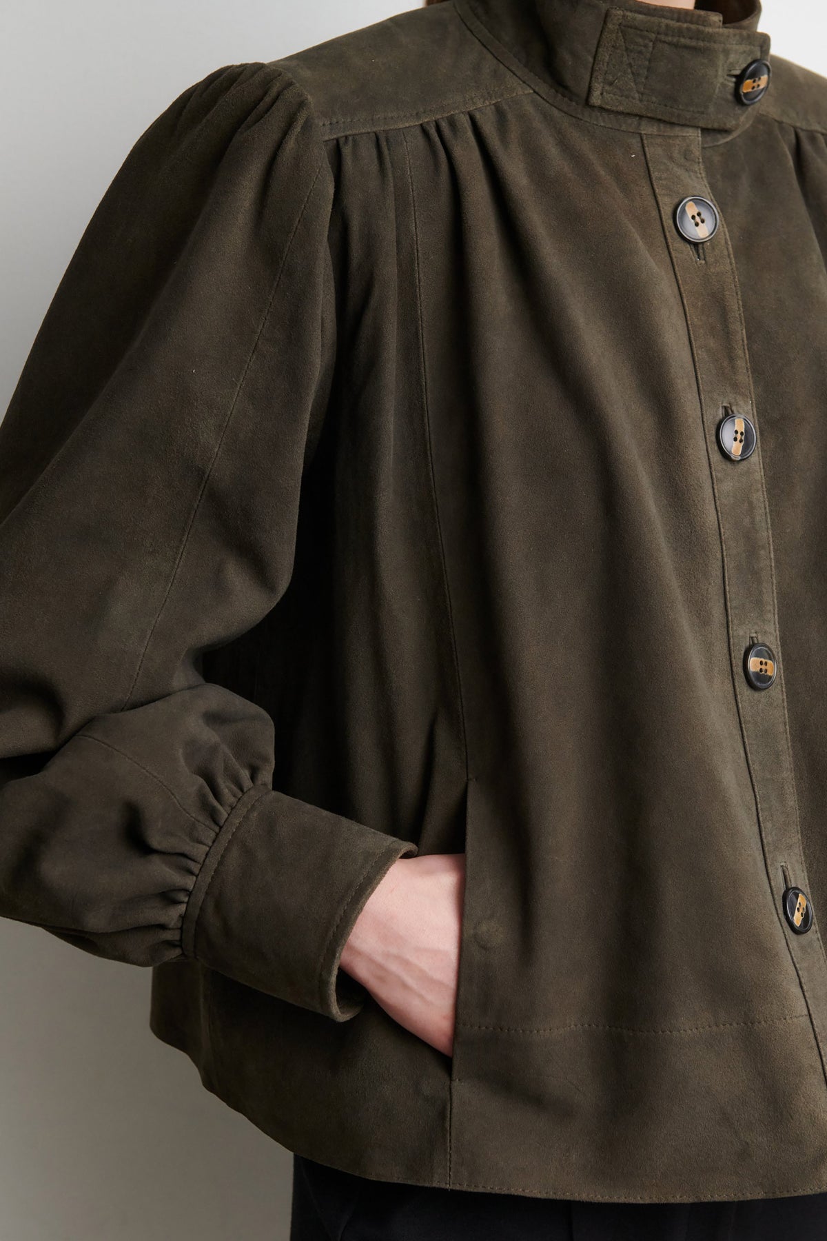 Zonie Suede Jacket - Black Olive